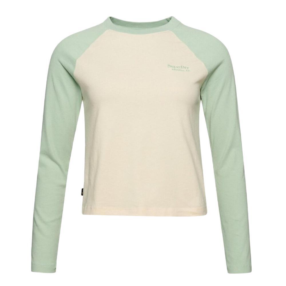T-shirt Manches Longues Vert/Beige Femme Superdry Baseball 2/2