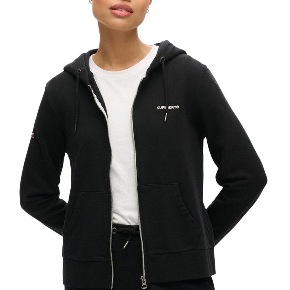 Sudadera con Capucha y Cremallera Negra Superdry para Mujer 2/3