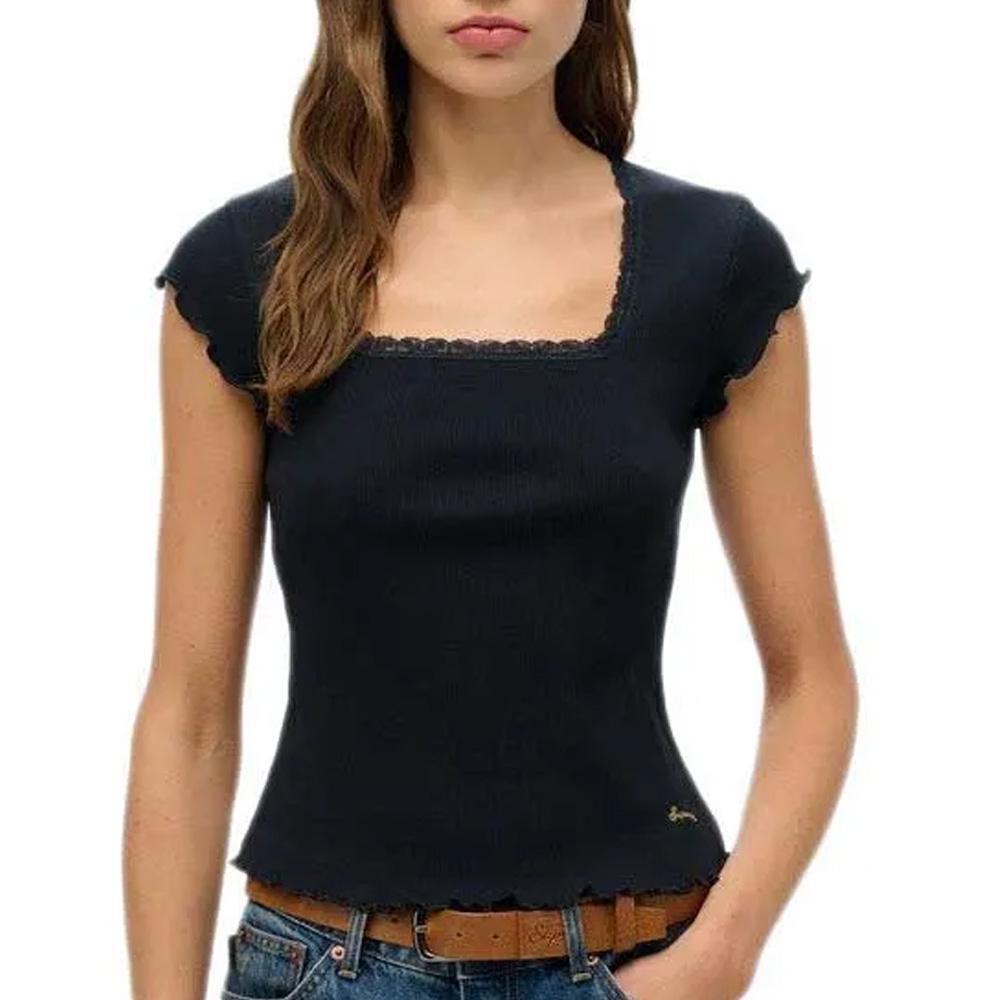 T-Shirt Noir Femme Superdry Essential Square 2/4