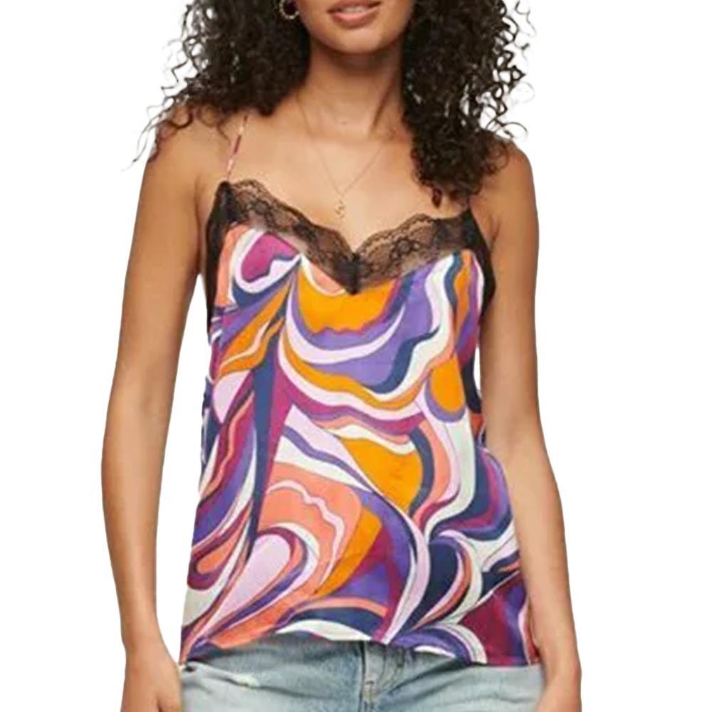 Top Donna Superdry Studios Viola/Arancione/Nero 2/3