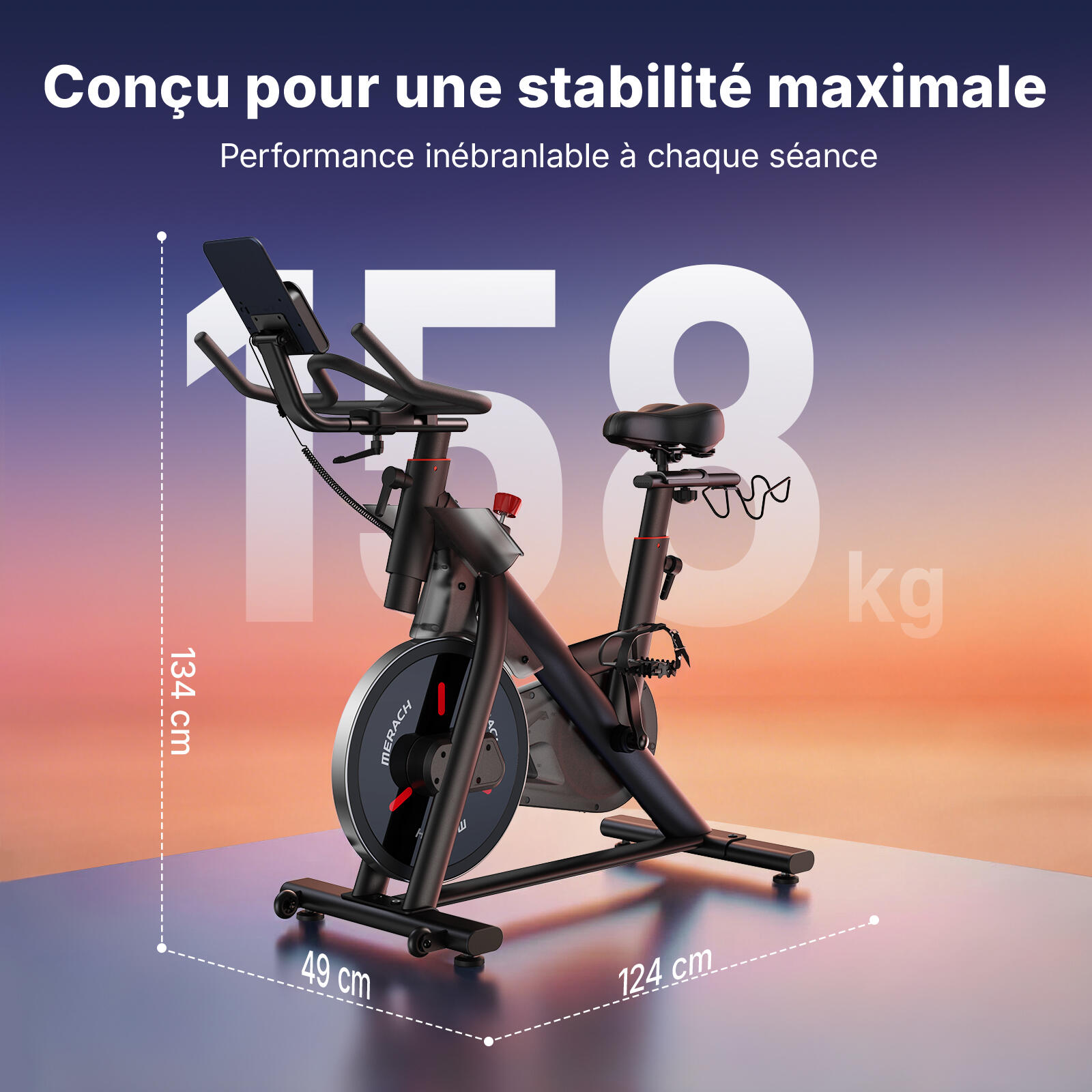 Vélo d'appartement magnétique - Merach - Volant d'inertie 10 kg - 16 niveaux 4/8