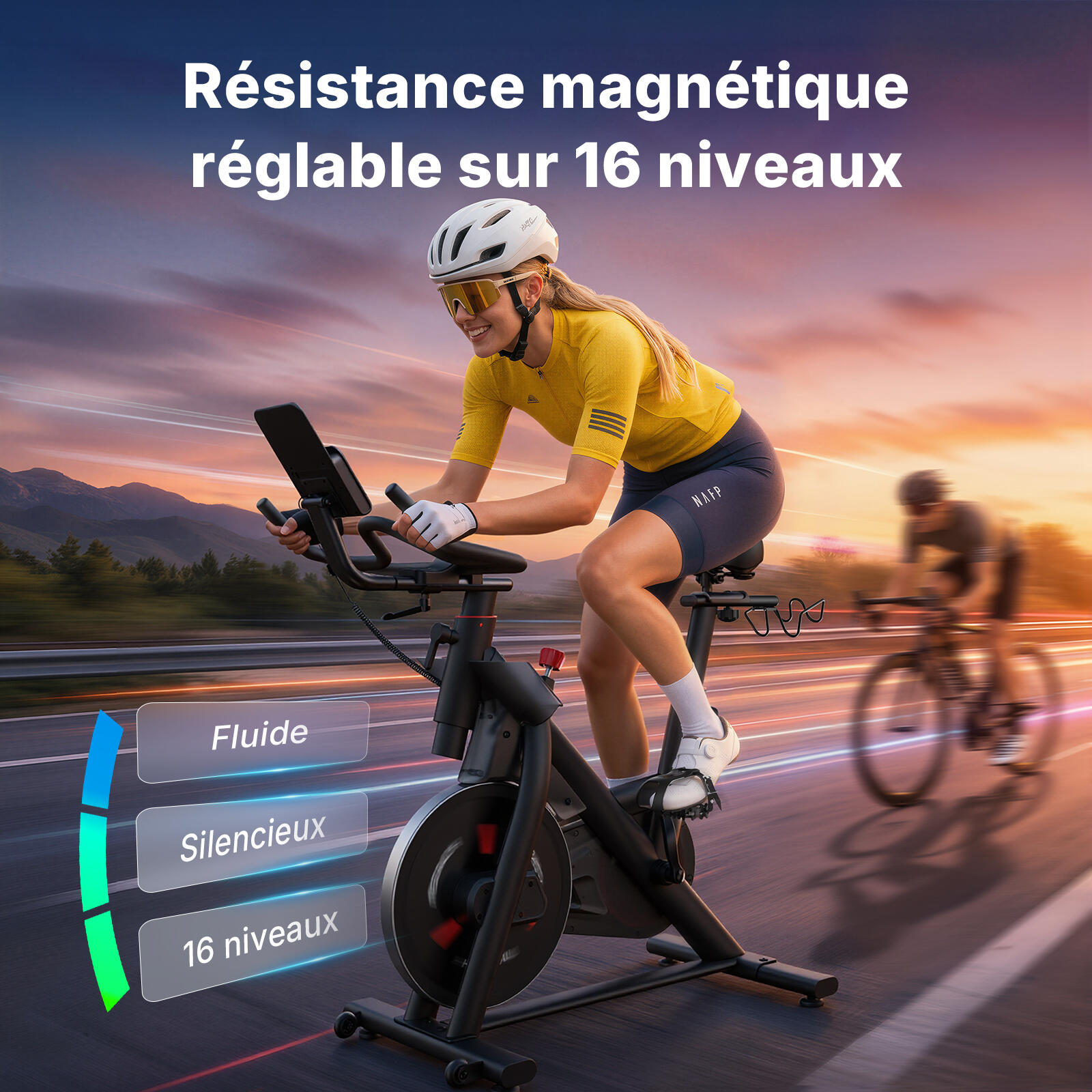 Vélo d'appartement magnétique - Merach - Volant d'inertie 10 kg - 16 niveaux 2/8