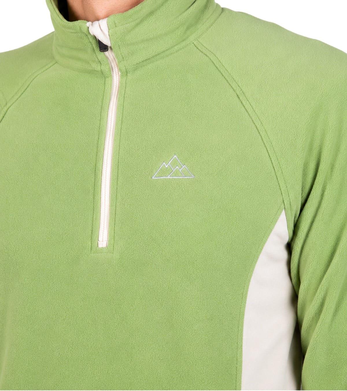 Forro Polar de Montaña y Trekking Elástico Dune Hombre Verde-Beige 5/6