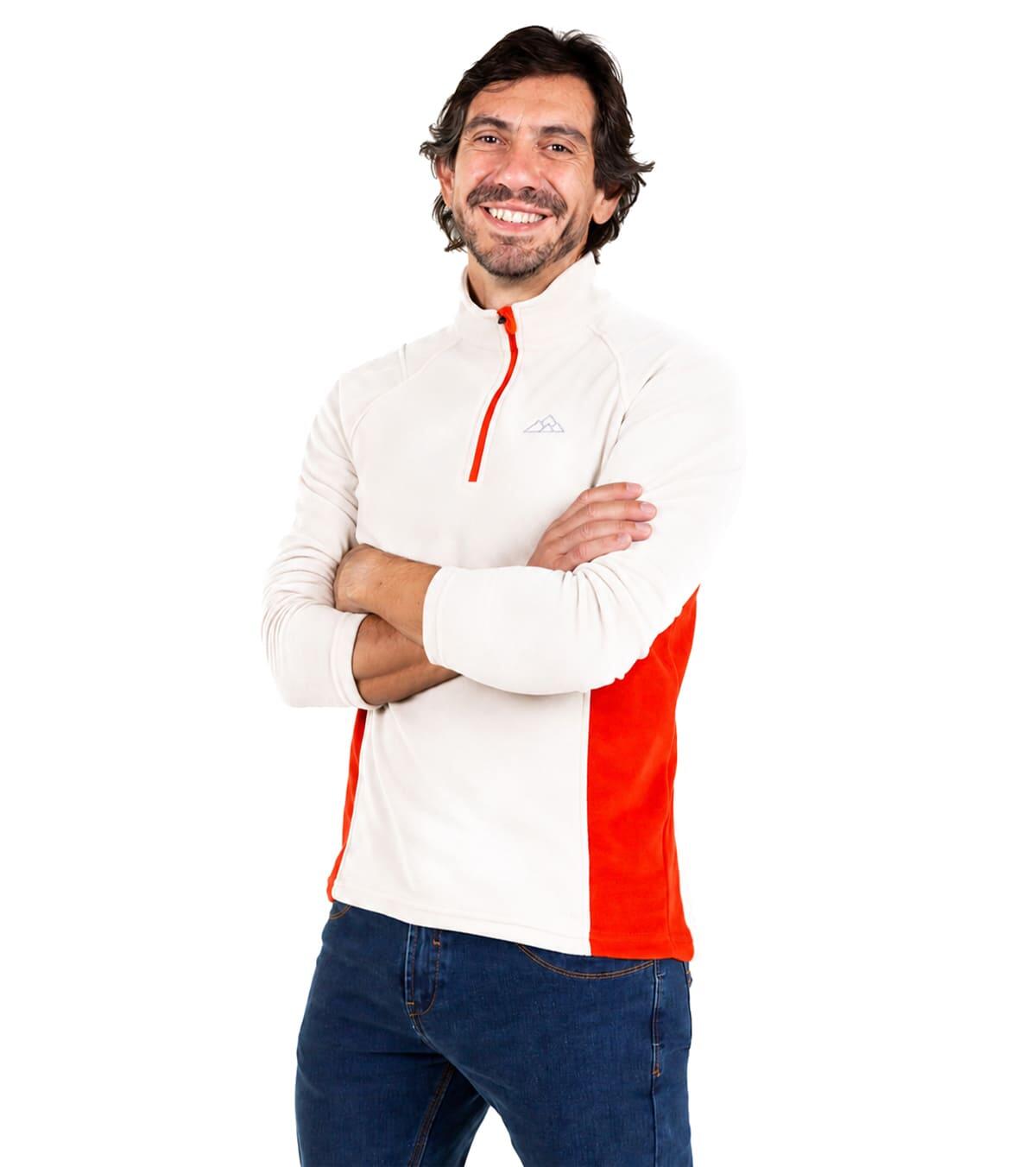 Forro Polar de Montaña y Trekking Elástico Dune Hombre Beige-Naranja 4/6