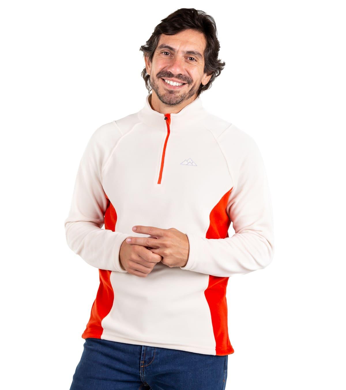 Forro Polar de Montaña y Trekking Elástico Dune Hombre Beige-Naranja 3/6