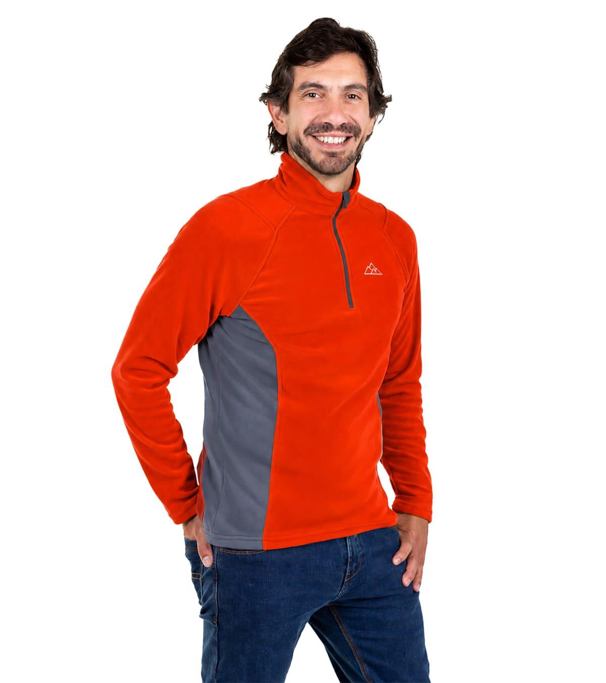 Forro Polar de Montaña y Trekking Elástico Dune Hombre Naranja-Gris 4/6