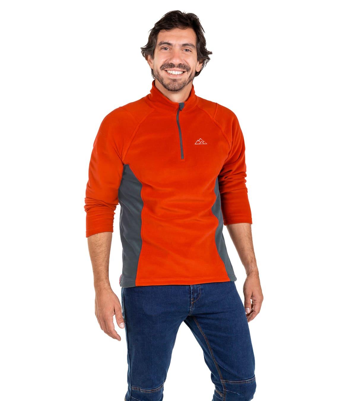 Forro Polar de Montaña y Trekking Elástico Dune Hombre Naranja-Gris 3/6