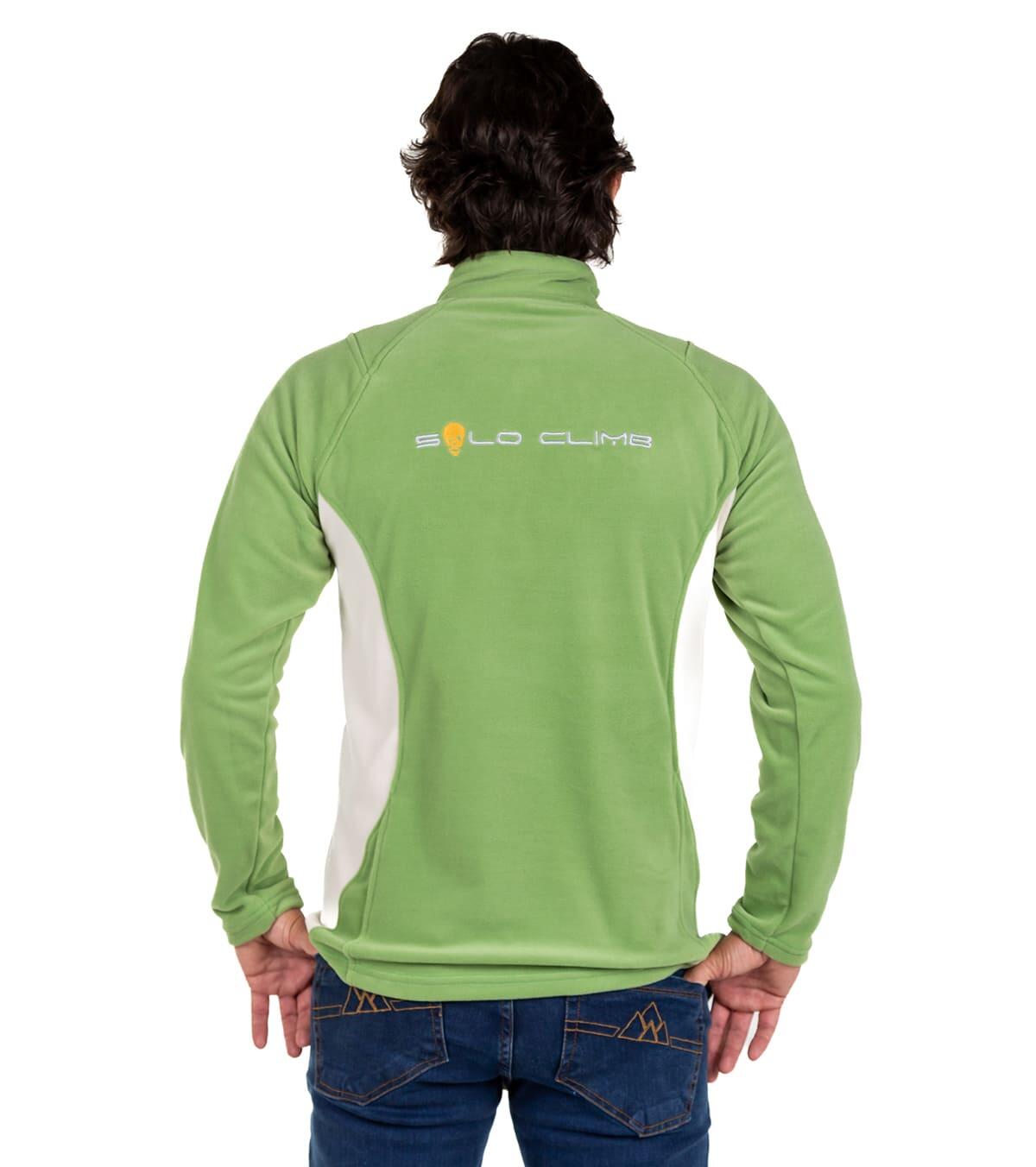 Forro Polar de Montaña y Trekking Elástico Dune Hombre Verde-Beige 2/6