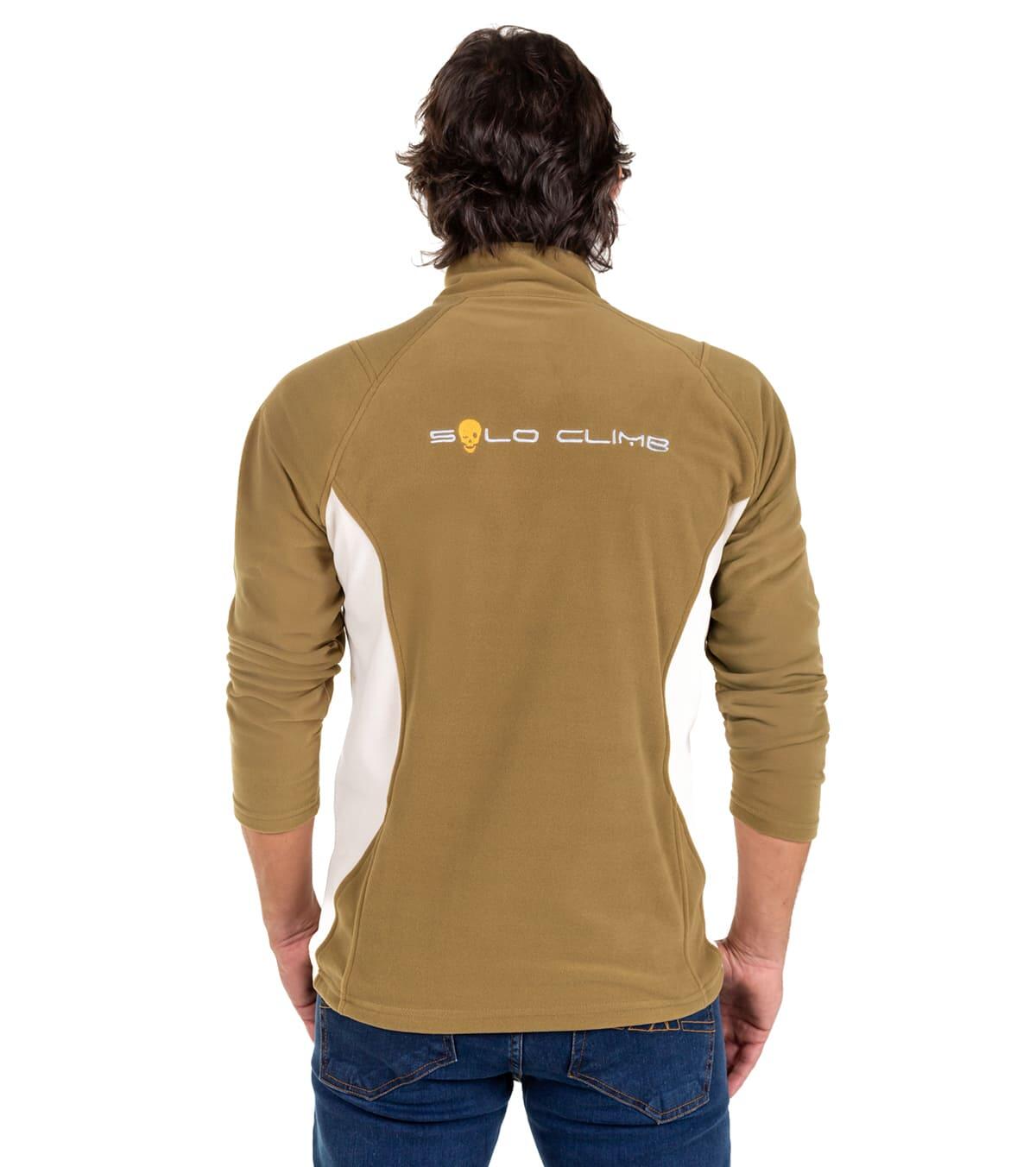 Forro Polar de Montaña y Trekking Elástico Dune Hombre Oliva-Beige 2/6