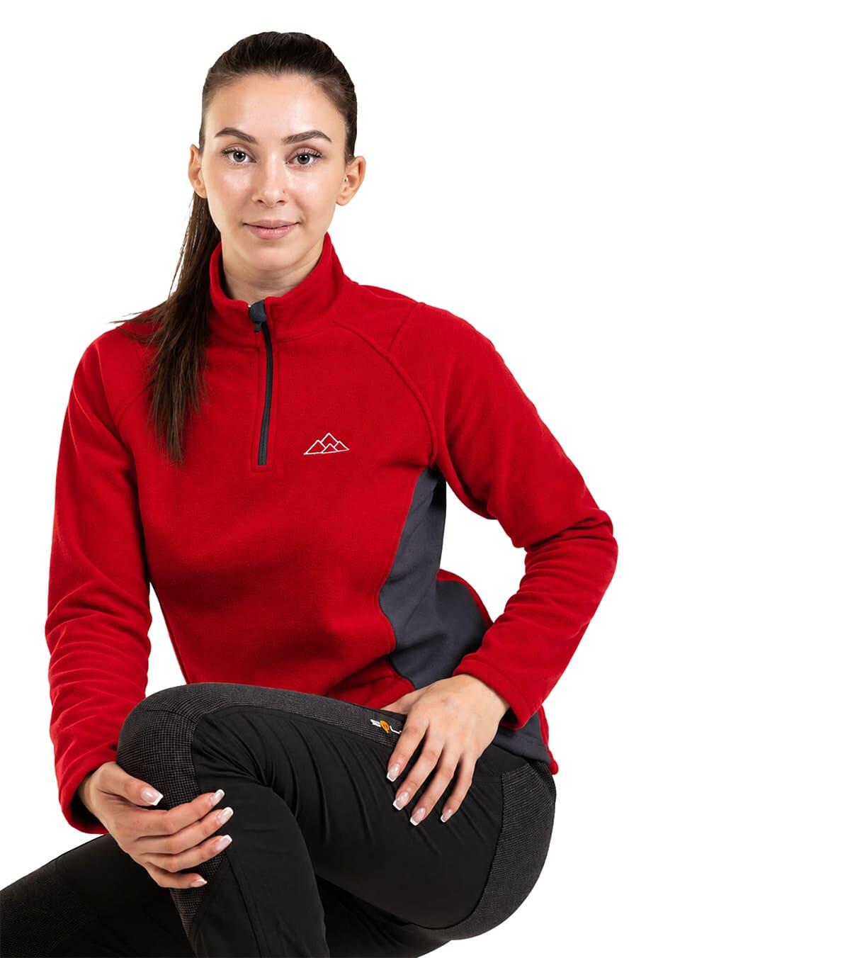 Casaco Polar Dune Alpinismo E Trekking Mulher Térmico E Transpirável Vermelho 4/6