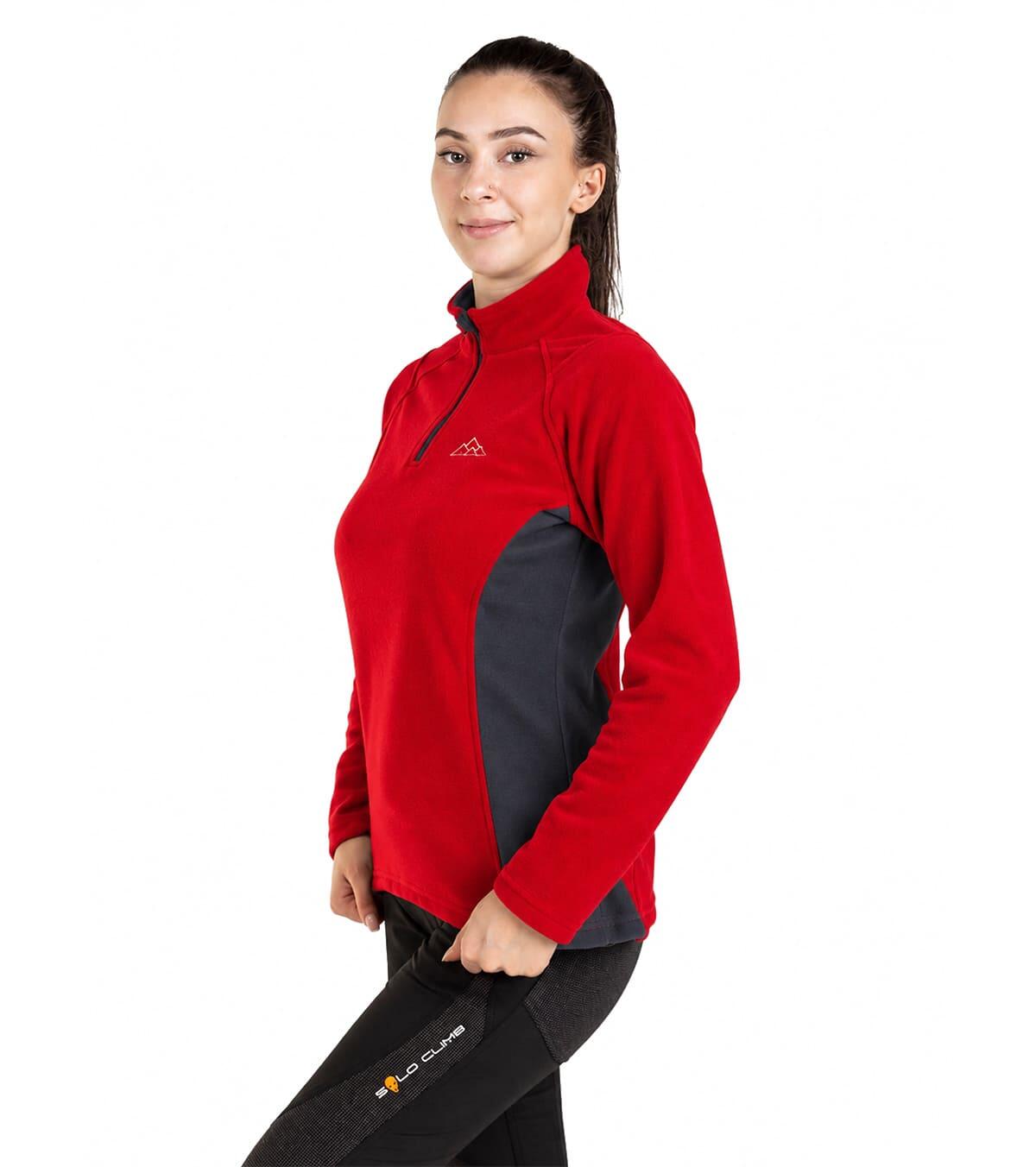 Casaco Polar Dune Alpinismo E Trekking Mulher Térmico E Transpirável Vermelho 3/6