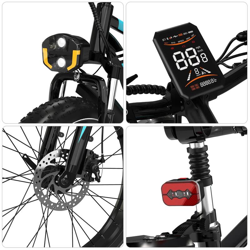 Bicicletă electrică fat bike 26x4.0 250W, baterie detașabilă 48V 15Ah