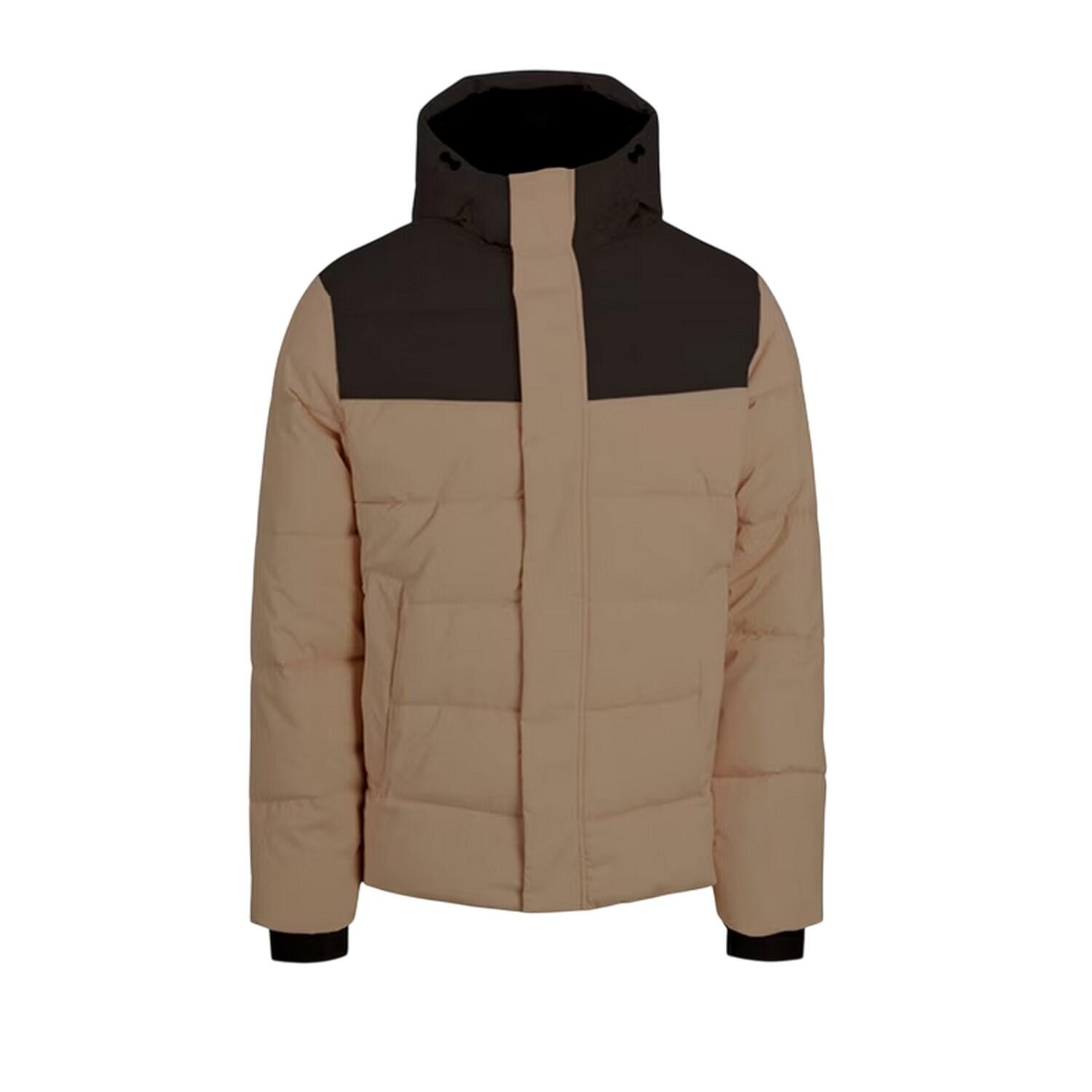Jack And Jones Mens Colour Block Ribbed Hooded Puffer Jacket