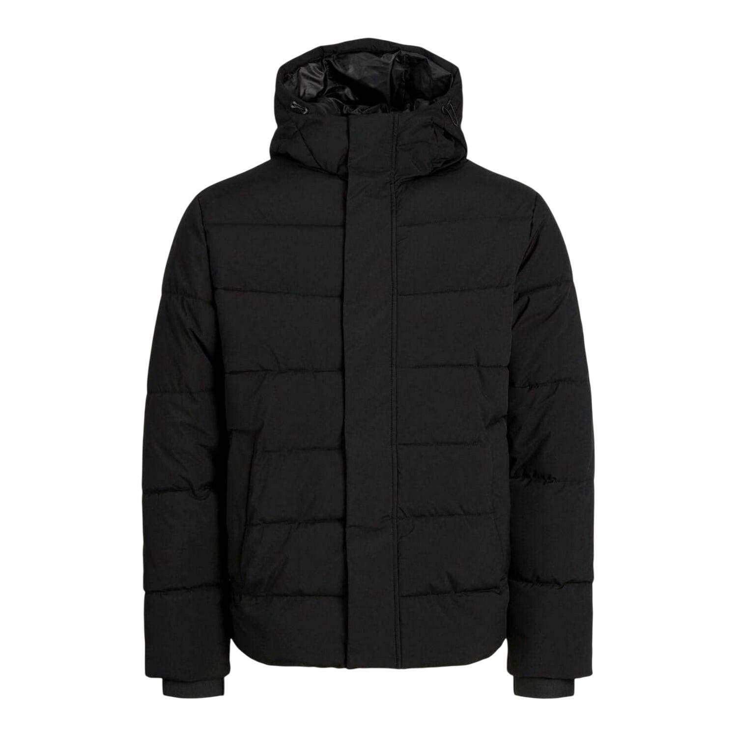 Jack And Jones Mens Colour Block Ribbed Hooded Puffer Jacket