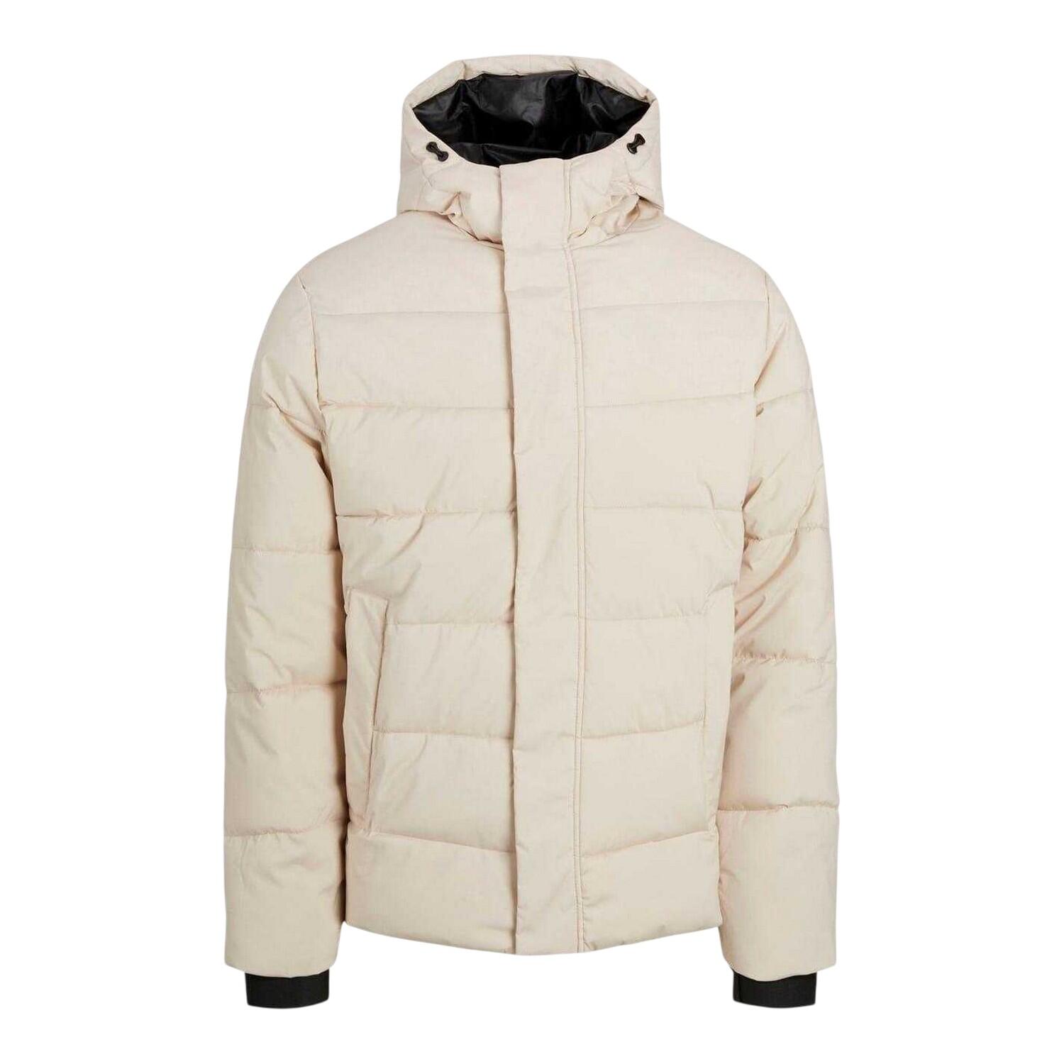 Jack And Jones Mens Colour Block Ribbed Hooded Puffer Jacket
