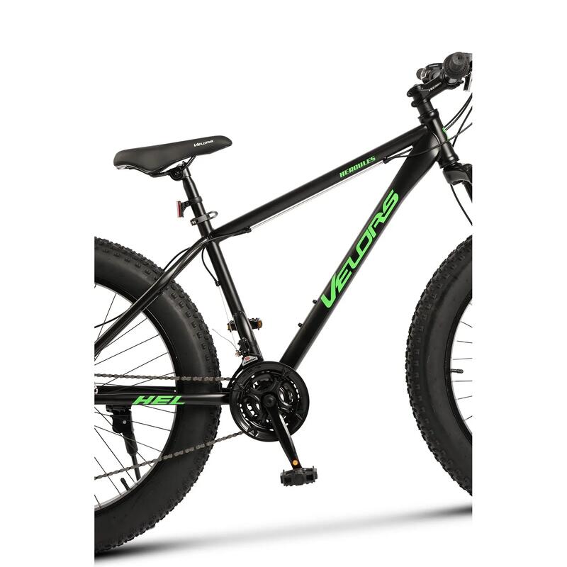 Bicicletă MTB semi-rigidă Hercules Fat Bike 21v Negru/Verde