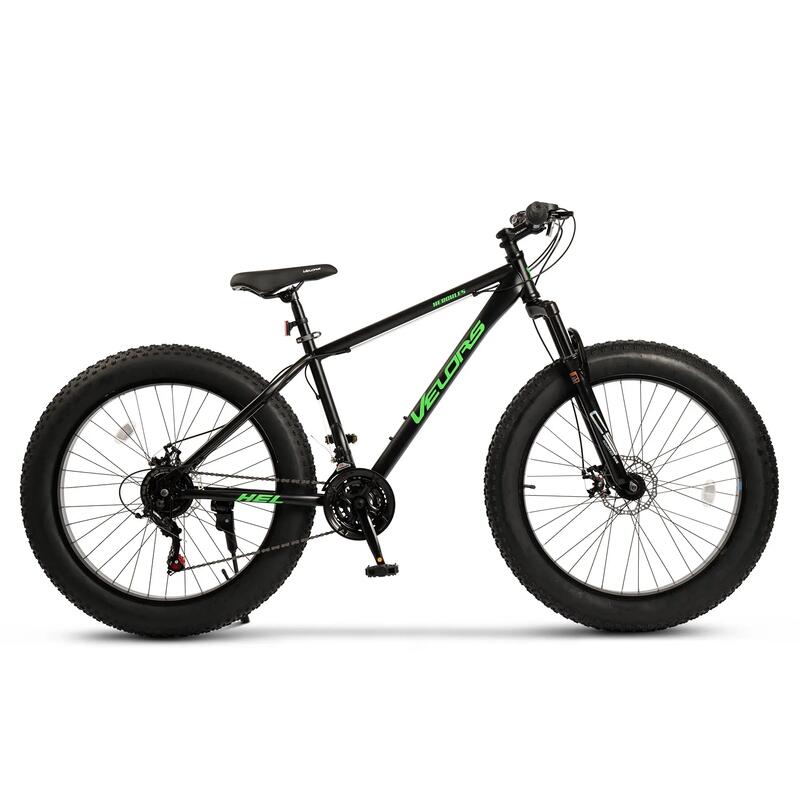 Bicicletă MTB semi-rigidă Hercules Fat Bike 21v Negru/Verde
