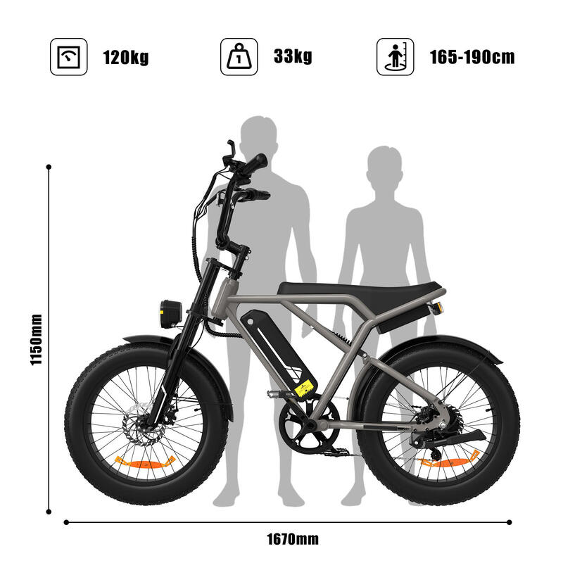 Bicicletă electrică fat bike 20x4.0, baterie detașabilă 36V 12Ah