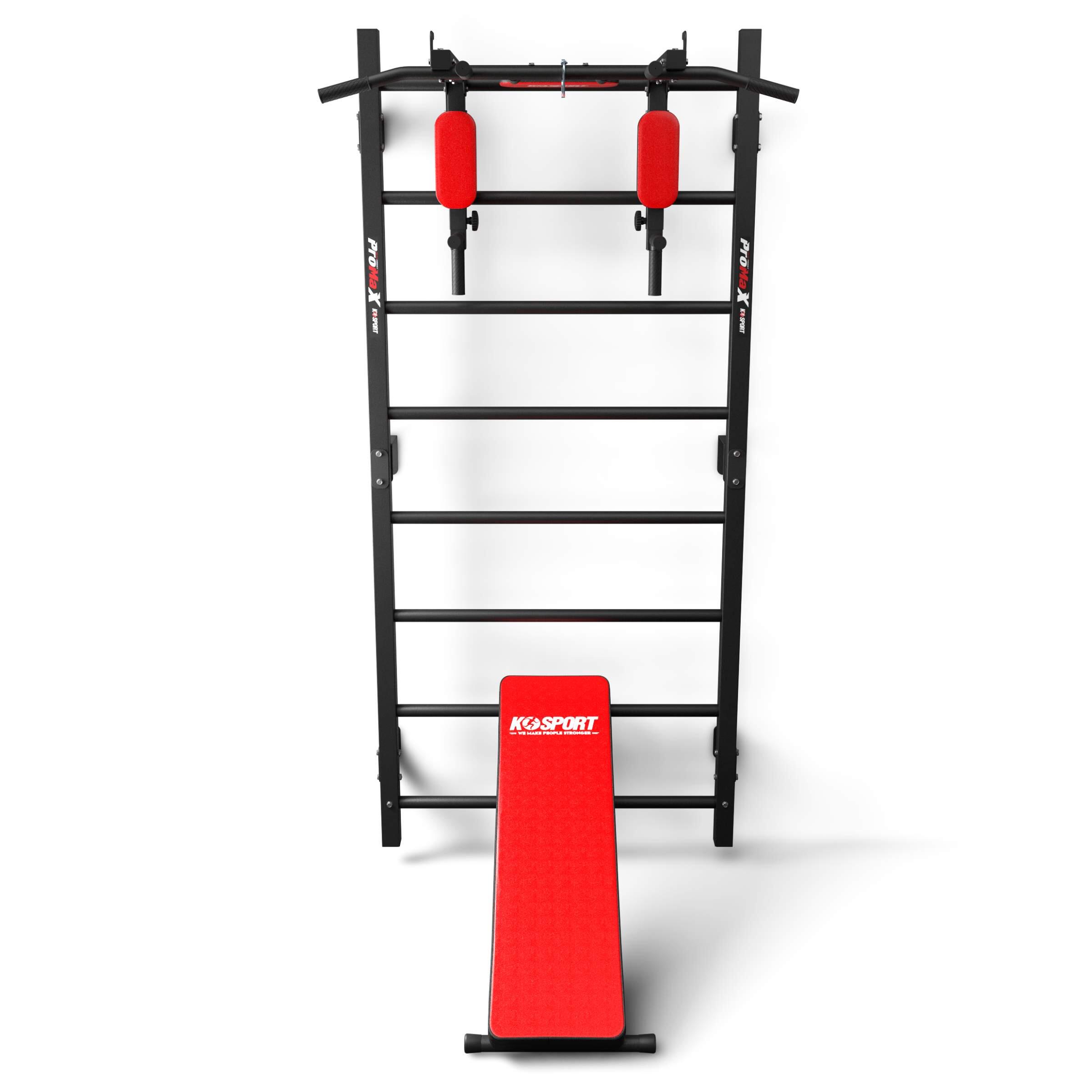 Jeu multifonctionnel : espalier de gym, barre de traction à dips et banc 2/7