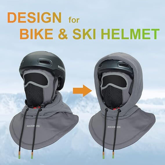 Kominiarka z kapturem na kask rowerowy narciarski Rockbros szara 6/7