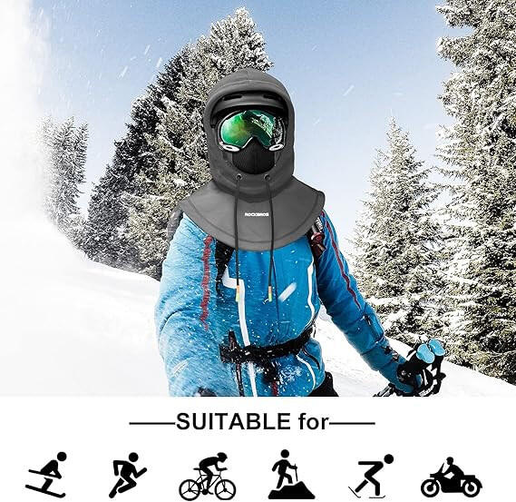 Kominiarka z kapturem na kask rowerowy narciarski Rockbros szara 2/7
