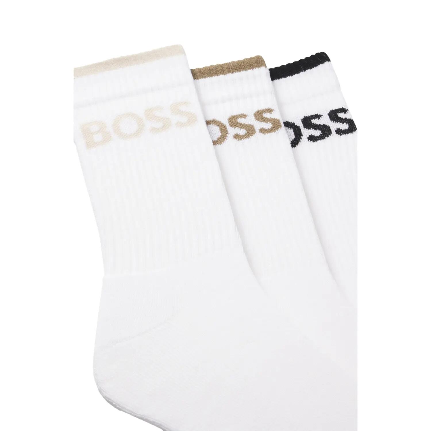Mens Lettering Cotton Blend Crew Socks (Pack of 6) (White) 2/3