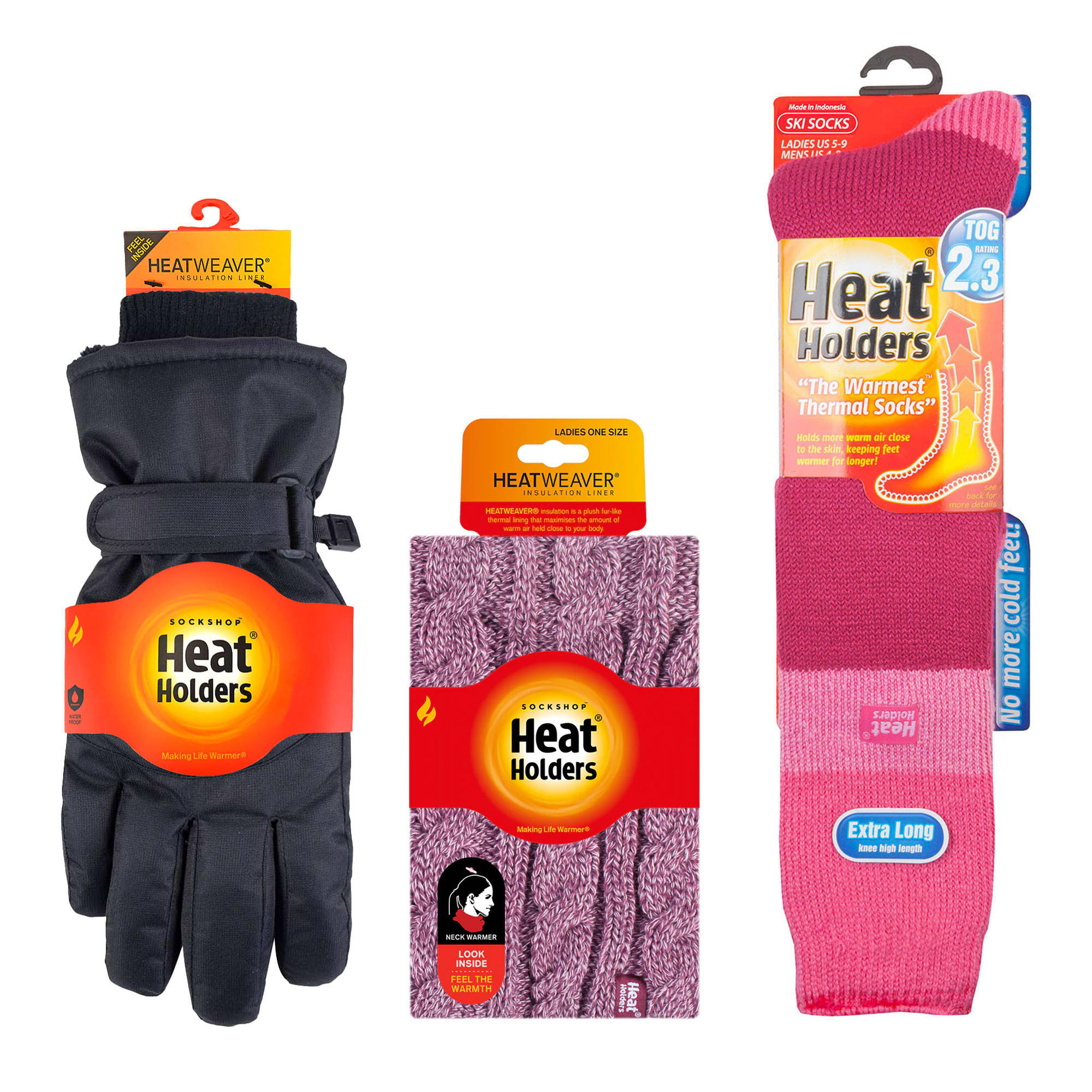Ladies Ski Set Neck Warmer Gloves & Thermal Ski Socks Winter Wear 2/5