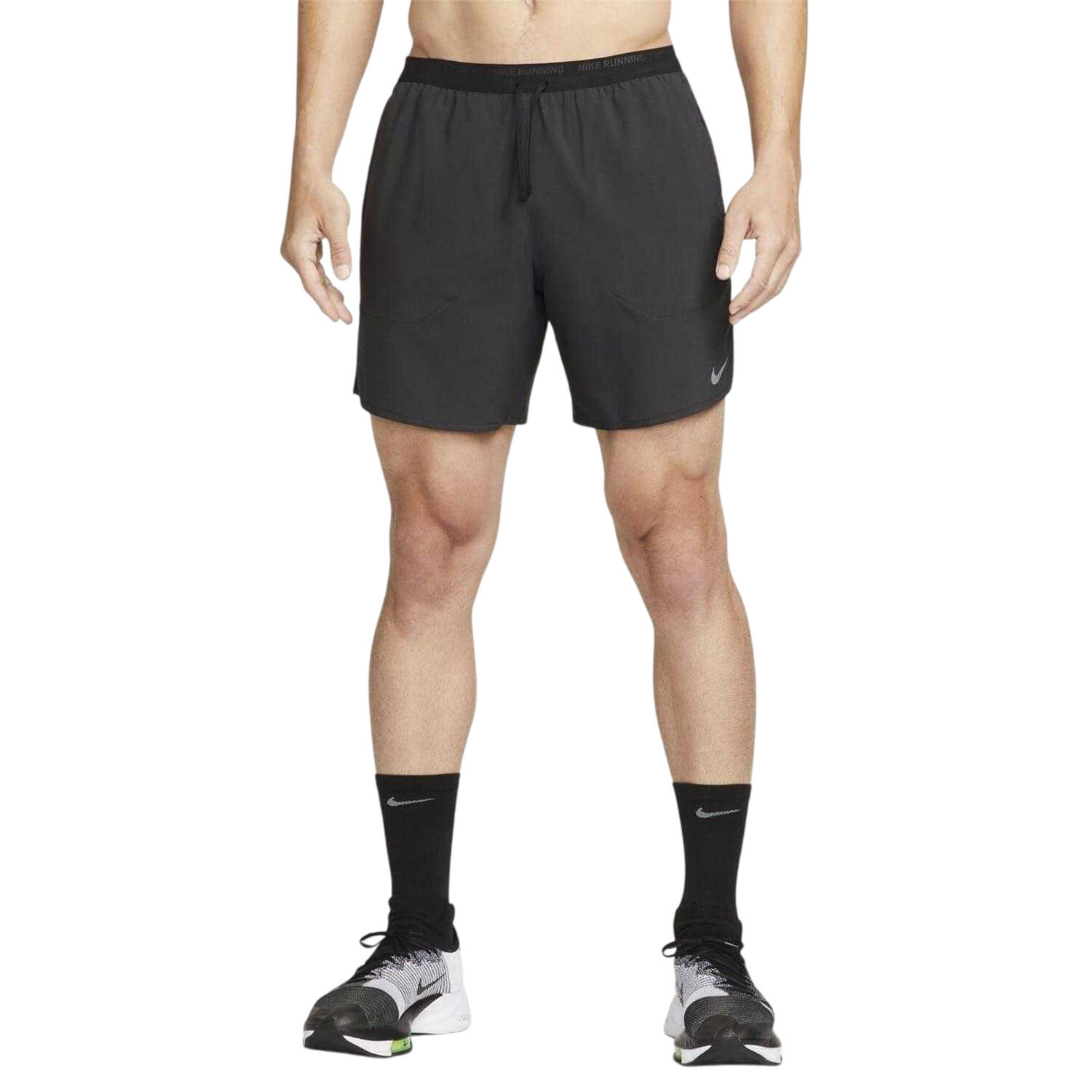 Pantaloncini Da Corsa Uomo Nike Stride Nero Argento 3/3