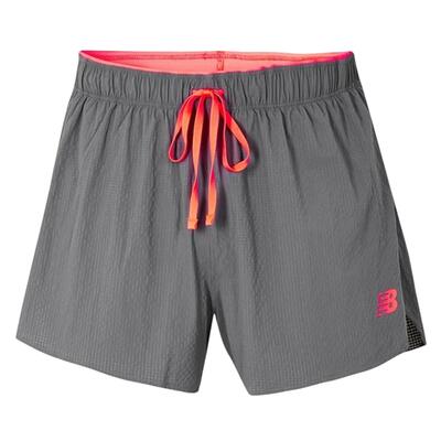 Hardloopshort voor heren met afgeronde zoom, race daymodel (grijs/rood)
