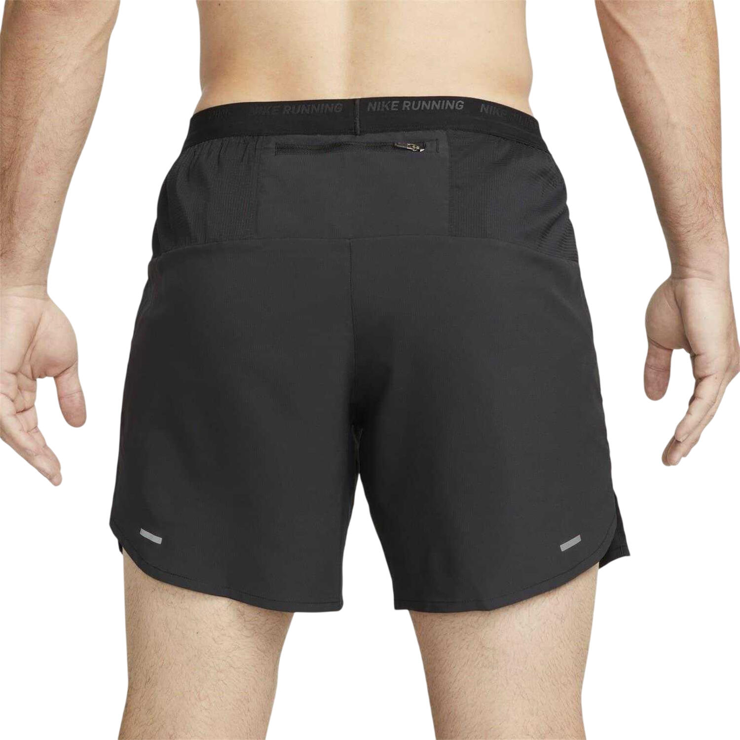 Pantaloncini Da Corsa Uomo Nike Stride Nero Argento 2/3