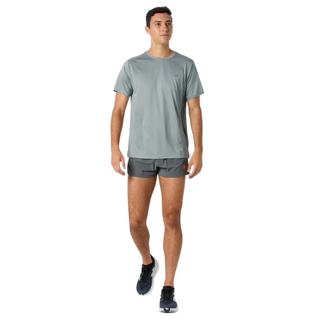 Mens Race Day Curved Hem Running Shorts (Grey/Red)