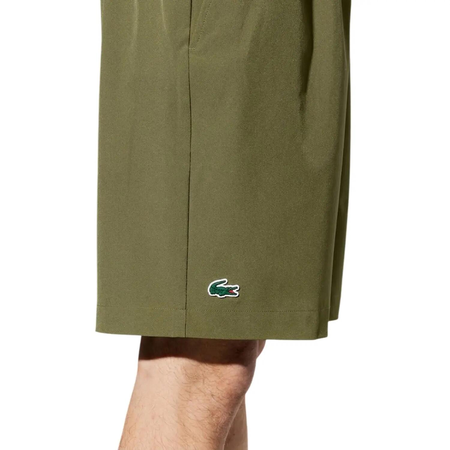 Mens Woven Plain Elasticated Relaxed Fit Shorts (Khaki Green) 4/4