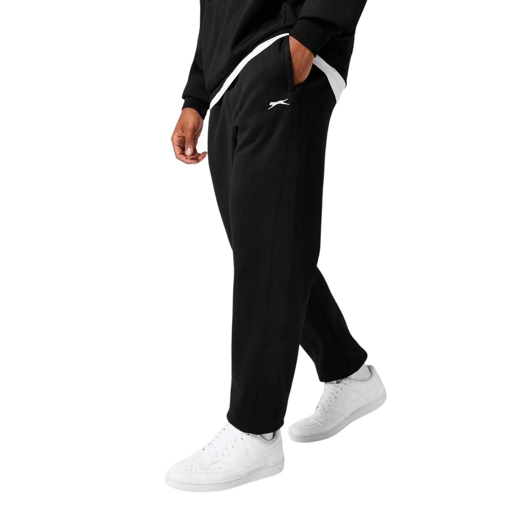 Mens Fleece Open Hem Trousers (Black) 4/4