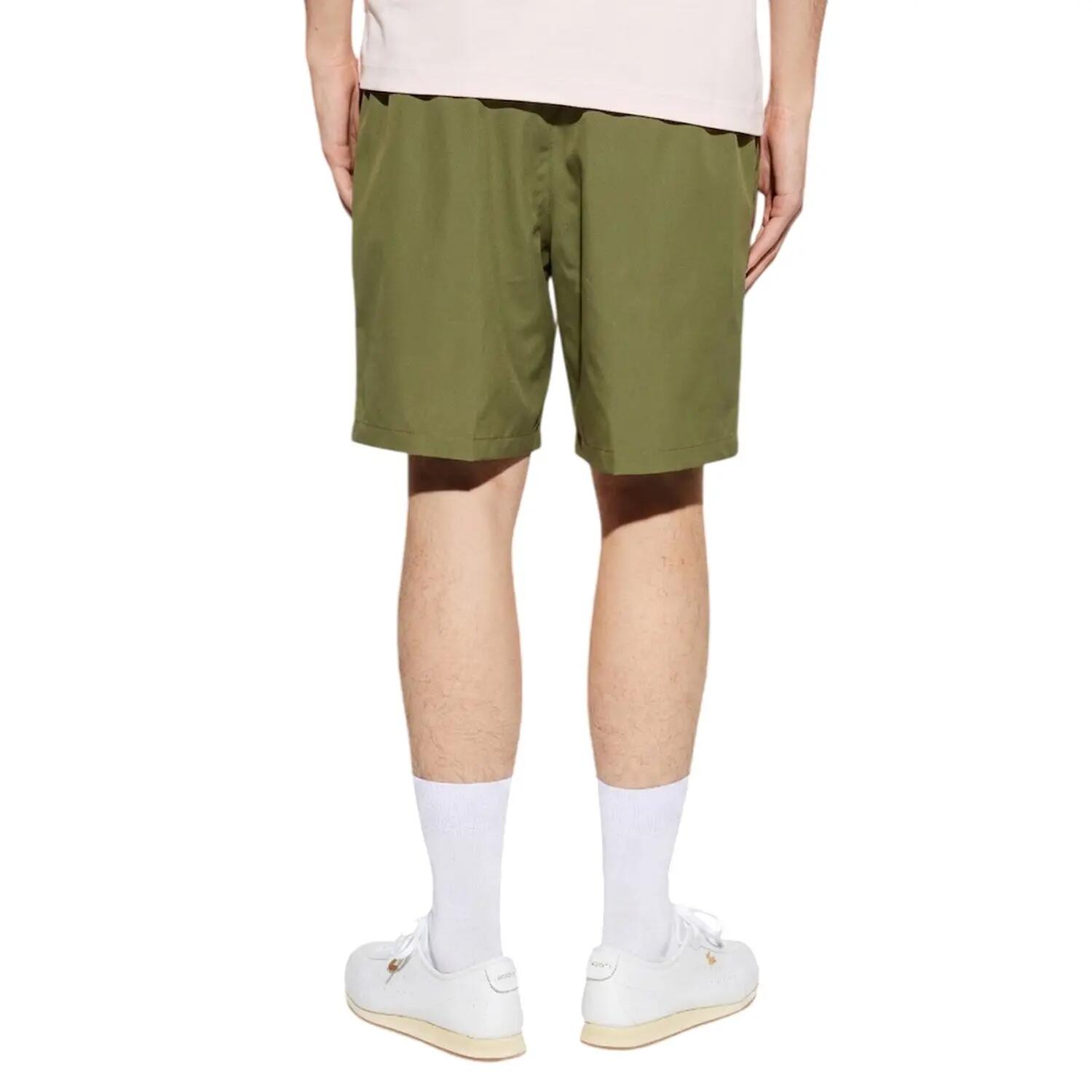 Mens Woven Plain Elasticated Relaxed Fit Shorts (Khaki Green) 3/4