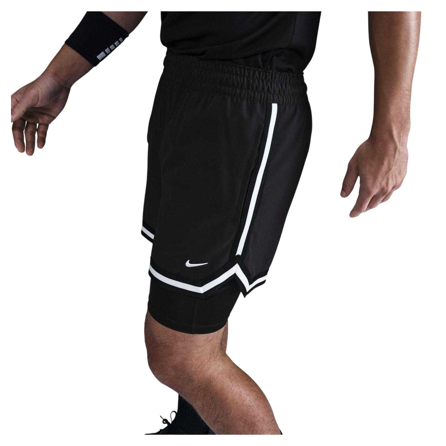 Short De Basket Motif/style 2en1 Homme (Noir / Blanc) 3/3