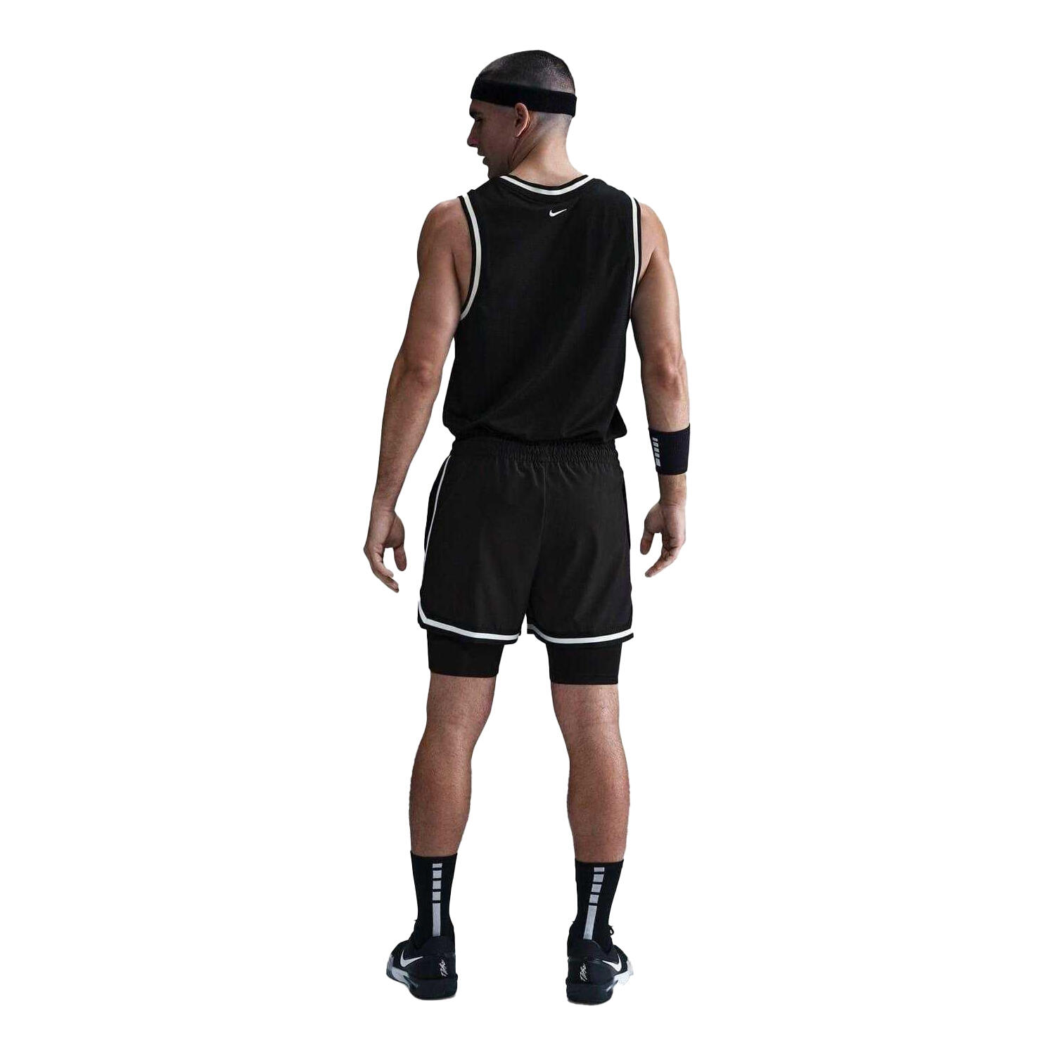 Short De Basket Motif/style 2en1 Homme (Noir / Blanc) 2/3