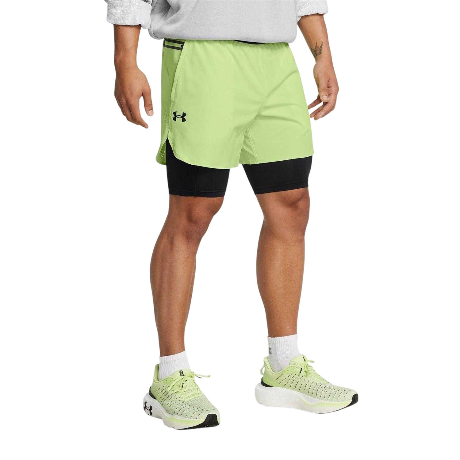 Heren Peak Woven 2in1 hardloopshort (Groen) 3/4