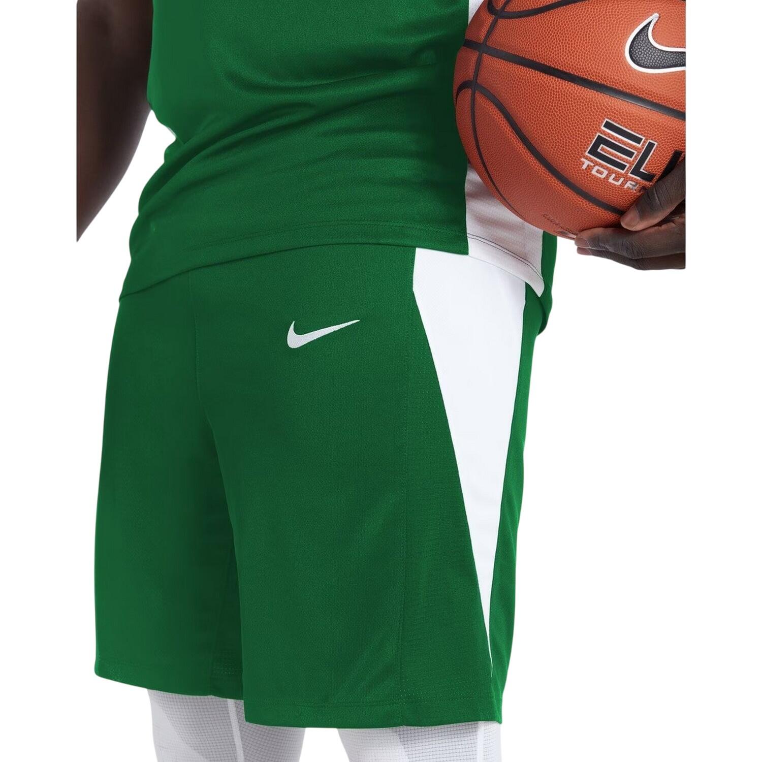Short De Basket Motif/style Logo Homme (Vert Pin / Blanc) 3/3