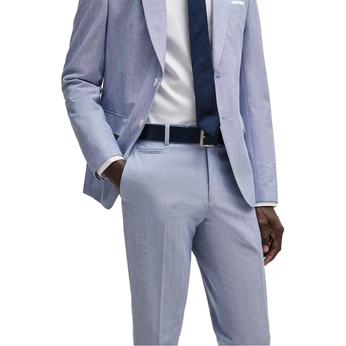Pantalone Aderente Uomo Boss Genius Blu Navy 4/4