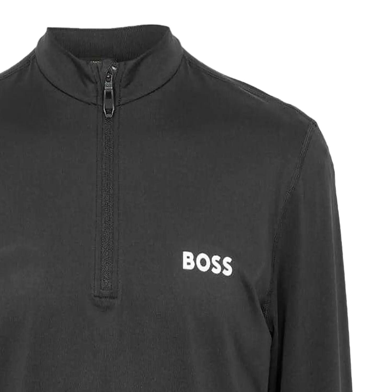 Top Prestazione Cerniera Ad Un Quarto Manica Lunga Uomo Boss Nero 3/3