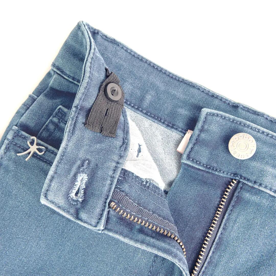 Pantalón denim elástico para niña 3/4