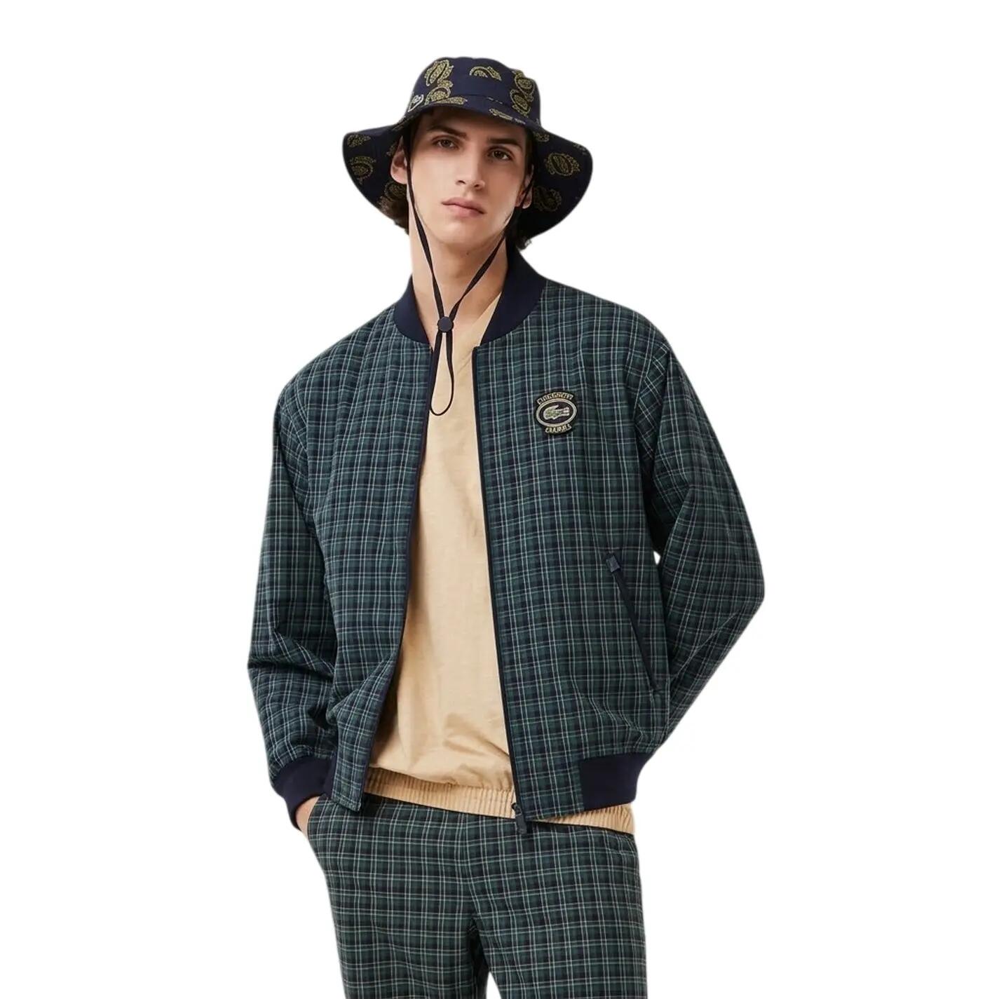 Mens Plaid Regular Bomber Jacket (Navy Blue) 2/4