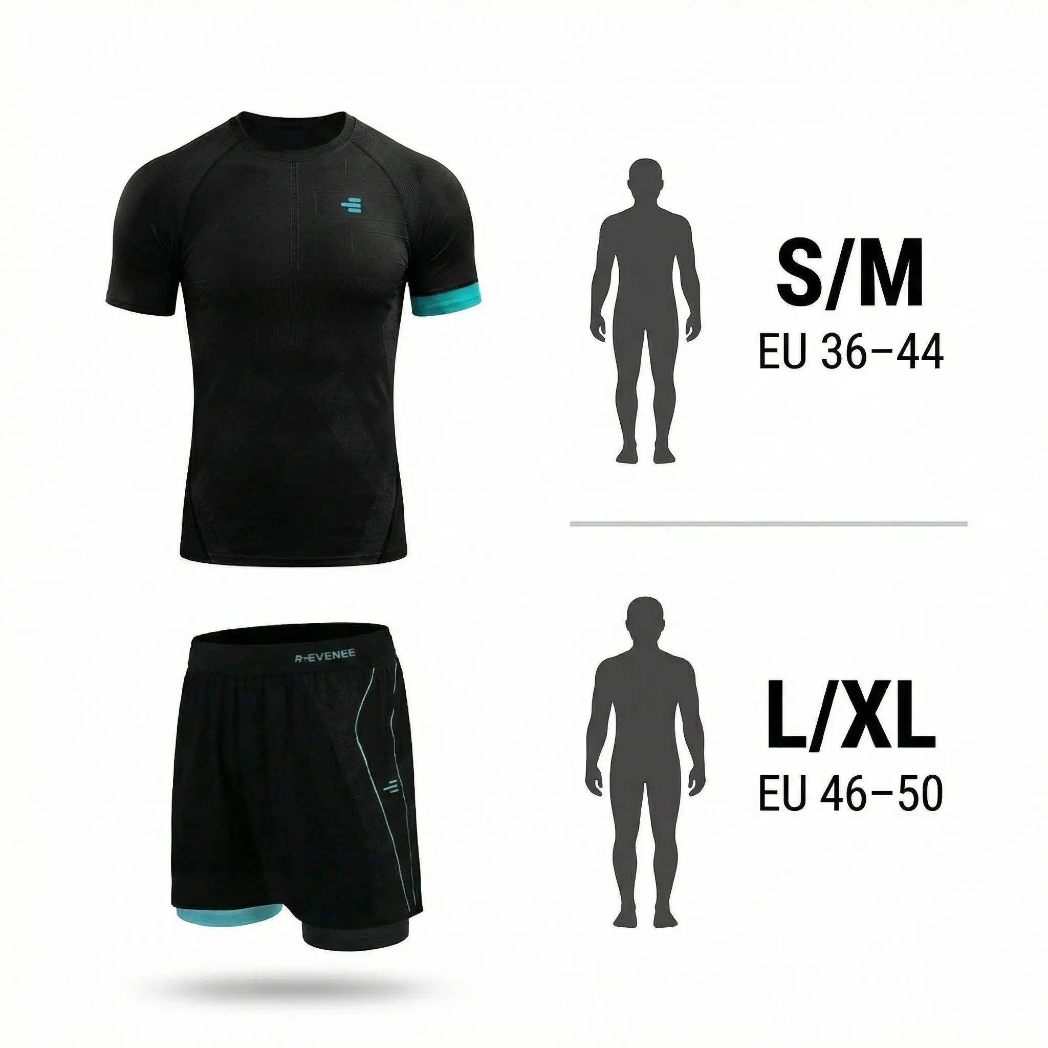 Conjunto técnico para homem, calções + t-shirt, preto/azul-claro. 5/7