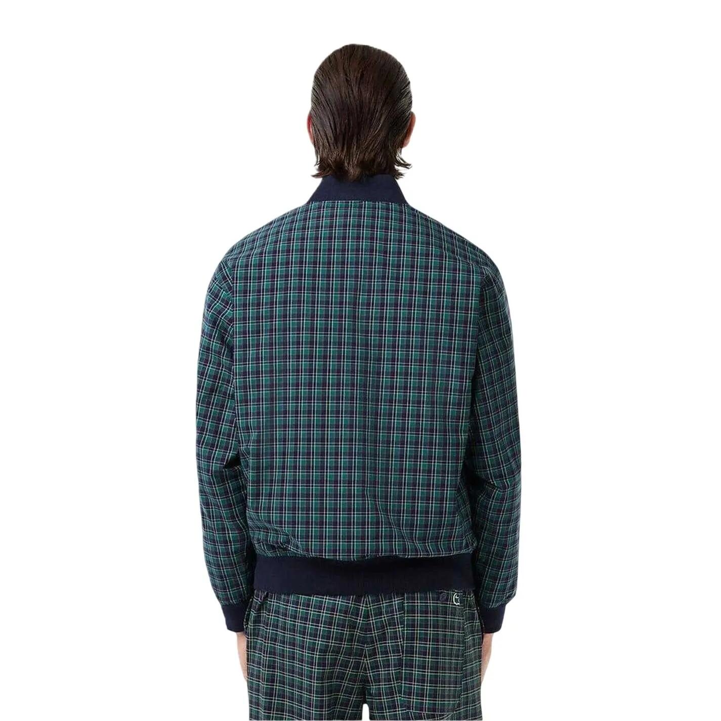 Mens Plaid Regular Bomber Jacket (Navy Blue) 3/4