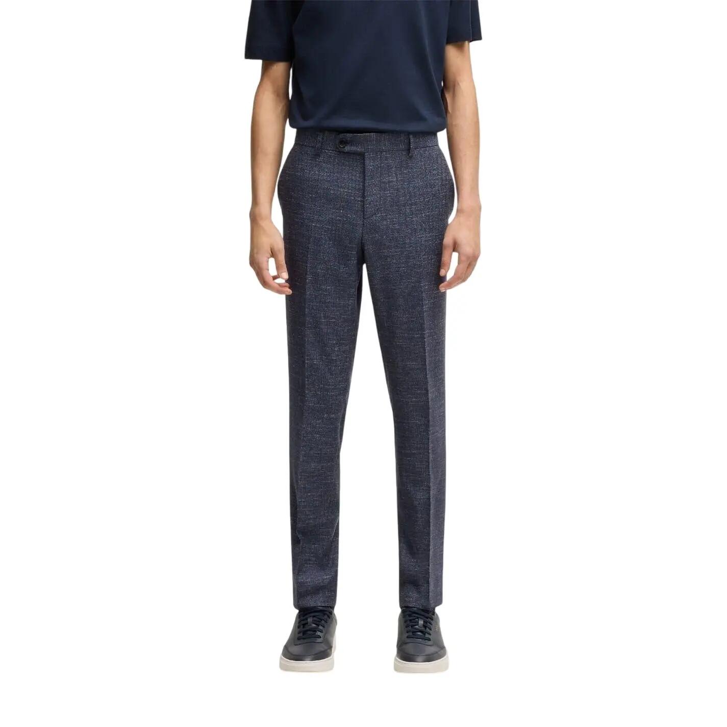 HGenius Chino Misto Cotone Conico Uomo Boss H-Genius Blu Scuro 4/4