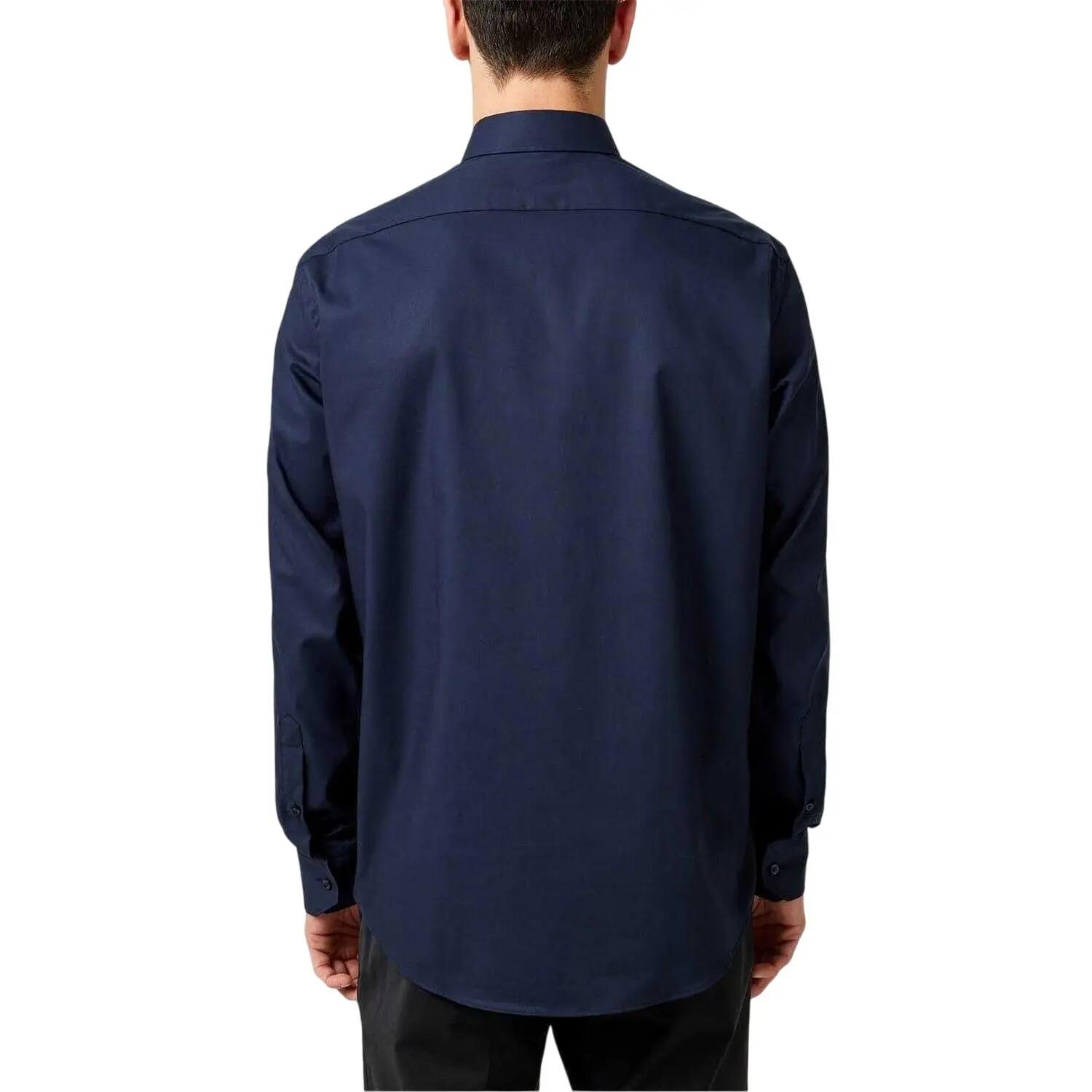 Camicia Collare Kent Manica Lunga Uomo Boss Joe Blu Scuro 3/4