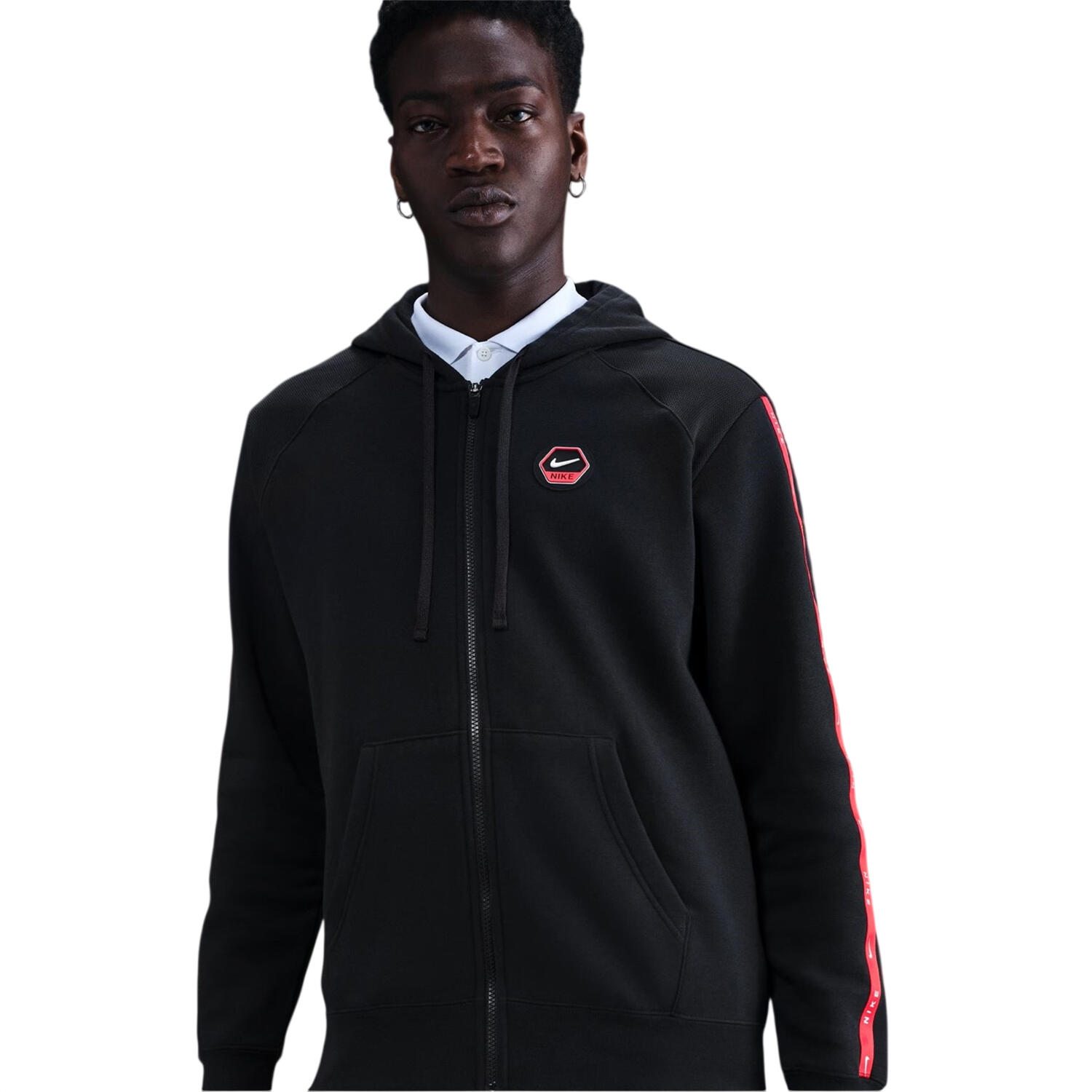 Mens Move Full Zip Hoodie (Black/Red) 3/3