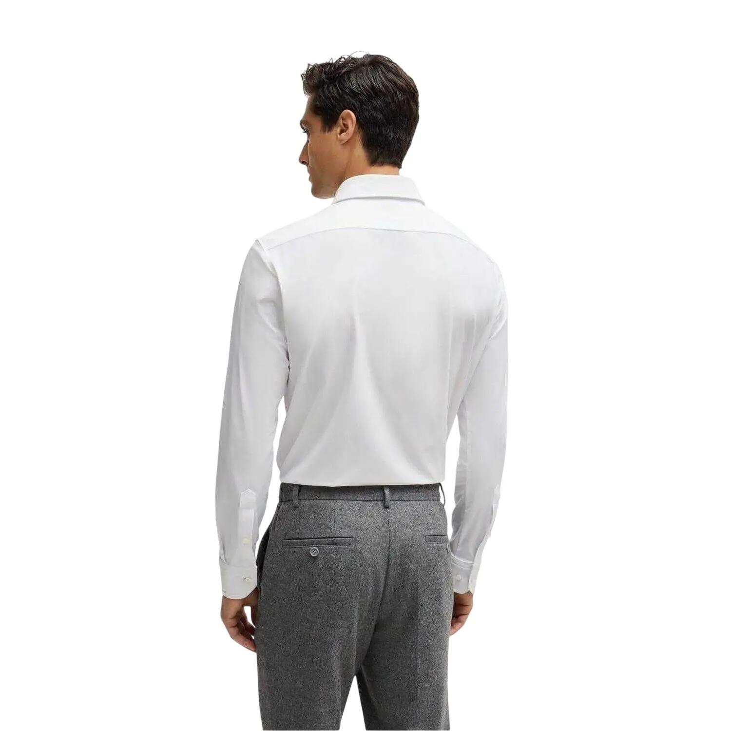 Camicia Oxford Collare A Punta Manica Lunga Uomo Boss Joe Bianco 3/4