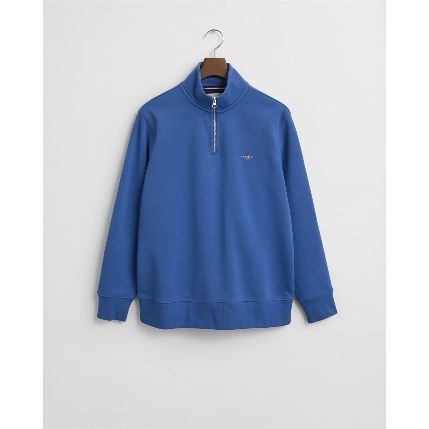 Mens Embroidered Logo Half Zip Sweatshirt (Blue) 5/5