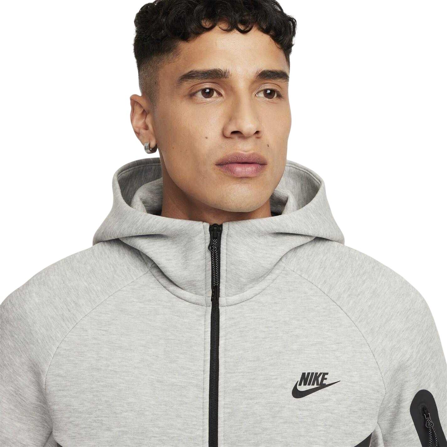 "Tech" Hoodie mit durchgehendem Reißverschluss für Herren Grauheide meliert 3/4